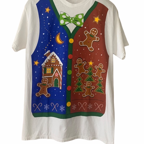 Classic Gingerbread Christmas Casual Medium Tee Sweater Vest Pattern - Picture 2 of 4